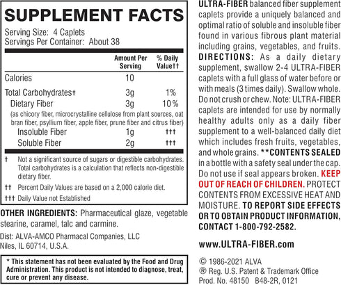 Caplets - The Small Pill with More Fiber - Fiber Support for Regularity – 150ct...