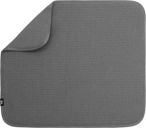 S&T INC. Dish Drying Mat, 16” x 18”, Absorbent Microfiber Kitchen Counter Mat, Dish Drying Pad for Dishes, Utensils, Pots and Pans, Large, Charcoa...
