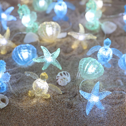 Solar String Lights Outdoor Decorative Fairy Solar Lights for Outside Garden Décor Waterproof Sea life Turtle Seahorse Starfish Ocean Nautical Bal...