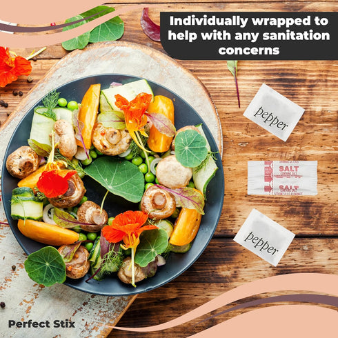 Perfect Stix - Salt and Pepper Packets-200 Salt and Pepper Packets Combo -100 of Each (200 Total Packets)...