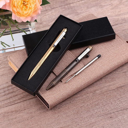 SMOOTHERPRO Heavy Weight Solid Brass Bolt Action Pen Compatible with Parker Refill for Tremor Parkinson Arthritic Hands EDC Office Business Signat...