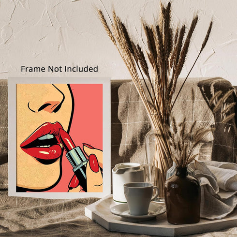 Posterizer 1 pcs-Baddie Lips and Lipstick Boss Lady-Art in Pop Style-Abstract & Modern Art-Gifts for Women-Living Room Bedroom Decor- unframed wal...