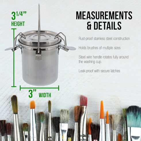 US Art Supply Stainless Steel Leak-Proof Deluxe Brush Washer...