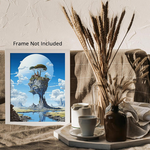 Posterizer 1 pcs-surreal clif house with beautiful landscape-Abstract & Modern Art-Fantasy & Fiction Art-Gift for Art Lovers-Decor for Home & Offi...