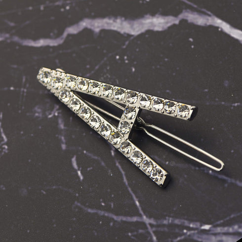 Spinningdaisy Bold Crystal Initial Gleam Hair Pin A Silver...