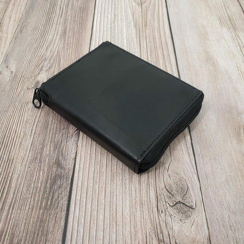 Mens Zip Around Leather Wallet with Inserts (Black)...