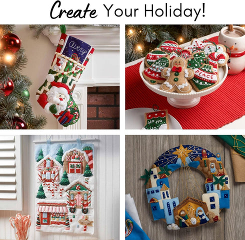 Bucilla Felt Applique 6 Piece Ornament Making Kit, Cats in Ugly Sweaters, Perfect for DIY Arts and Crafts, 89381E......