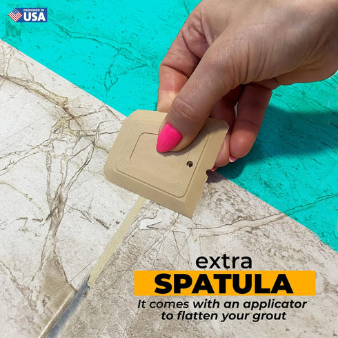 PentaUSA Tile Grout Repair Kit - Beige Grout Filler, Triple Protection, Fast Drying Formula Restores and Renews Grout Lines with Grout Float (Beig...