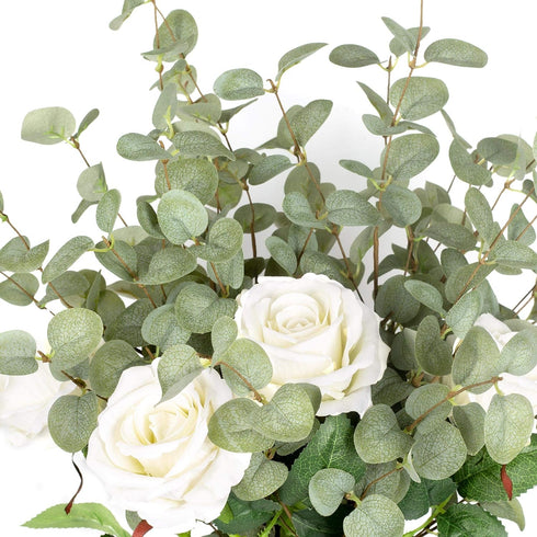 6 Pcs 27'' Eucalyptus Stems Greenery Stems Eucalyptus Leaf Spray in Green Silk Plastic Plants Floral Artificial Plants for Home Party Wedding Deco...