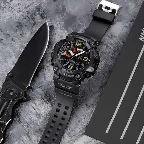 Gosasa Men's Large Face Outdoor Sports Watches Military S-Shock Watch Waterproof, Backlight, Alarm, Stopwatch Features - Rugged Wristwatch for Tra...