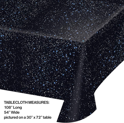 Creative Converting 725533 Space Blast All Over Print Plastic Tablecover, 54 by 108", Black...