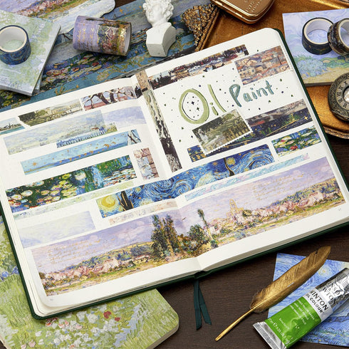 YUBX Landscape Washi Tape Set in Oil Painting Style 24 Rolls Scenery Drawing Masking Graphic Decorative Tapes for Arts, DIY Crafts, Journals, Plan...