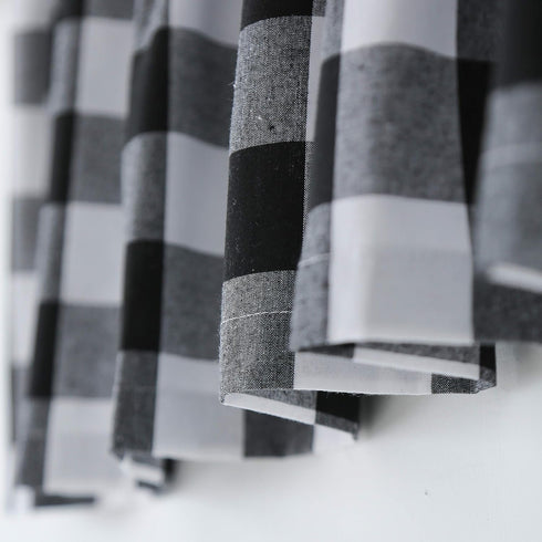 3 Pc Cotton Classic Country Farmhouse Kitchen Window Curtain -Black & White Buffalo Check Tier & Valance Set, 54" x 18" / 27" x 36"...
