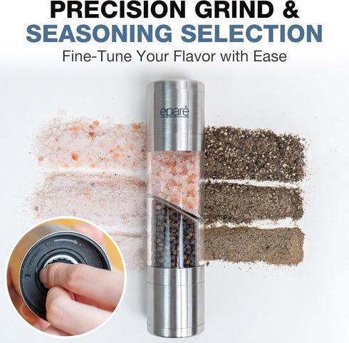 Eparé 2 in 1 Salt and Pepper Grinder Combo – Manual Dual Salt and Pepper Grinder in One for Kitchen Use – Stainless Steel All in One Himalayan Sal...