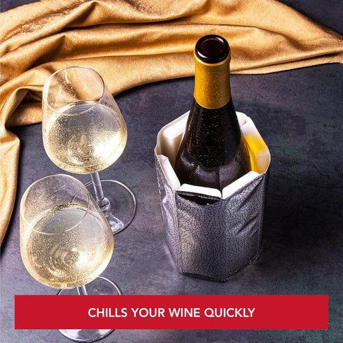 Vacu Vin Rapid Ice Active Cooler Wine Bottle Chilling Sleeve, Standard, Silver...