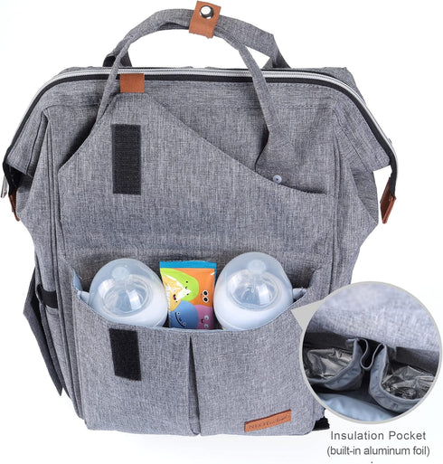 NeoTech Care Diaper Bag Backpack for Baby Girl/Boy, Wide Opening, Multifunction Organizing Pockets (Gray)...