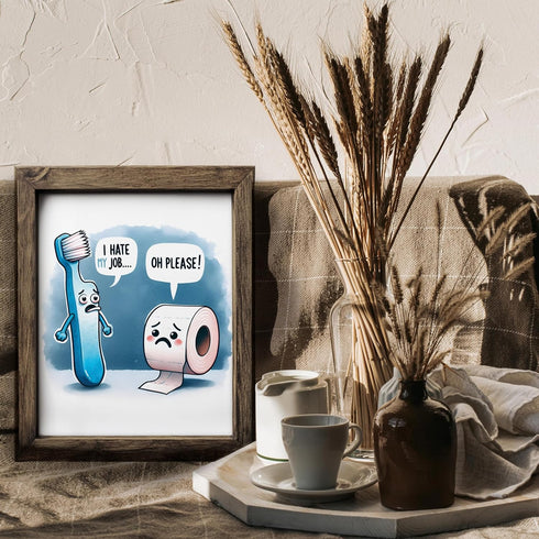 Posterizer 1 pcs-funny gag housewarming gift-toothbrush and TP-Comedy Art-Typography Art-Gift for Men Women Entrepreneur Teens-Bathroom, restroom ...