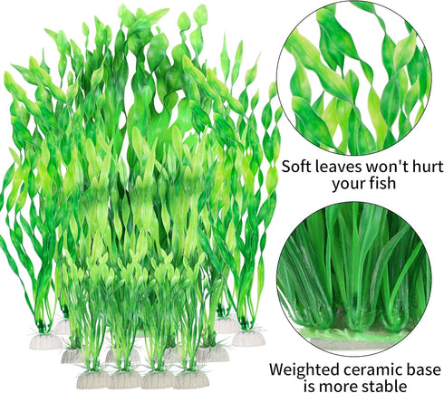 MyLifeUNIT Artificial Aquarium Plants, 13 Pack Plastic Seaweed Water Plants for Fish Tanks (Green)...