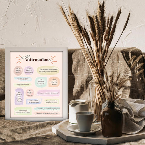 Posterizer 1 pcs-daily positive affirmations with pastel aesthetic-Motivational & Inspirational Art-Gift for Daughter, Son, Kids-Decor for Home & ...