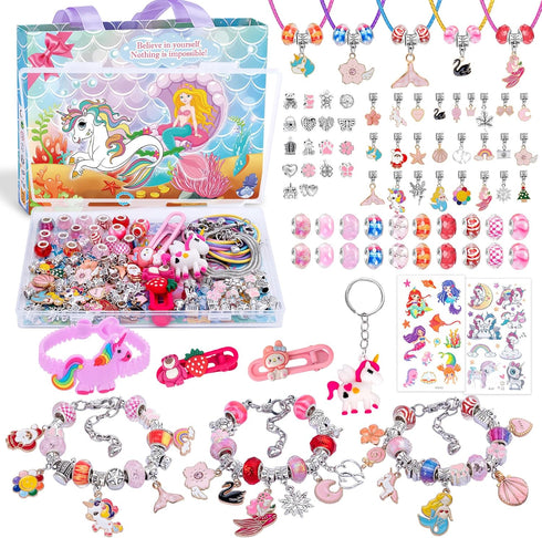 SUYUKI Charm Bracelet Making Kit, Unicorn Mermaid Girls Toy Girls Toys 8-10 Crafts for Girls Ages 4-8 Jewelry Making Kit for Girls 8-12 Toys for G...