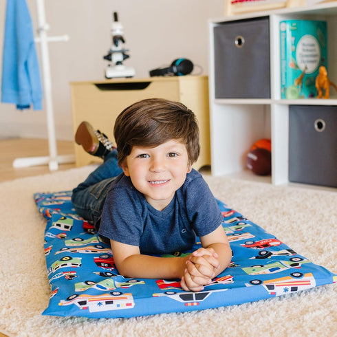 Wildkin Kids Cotton Nap Mat Cover – Soft, Sewn-in Flap, Durable & Fits 1.5" Vinyl Sleep Mats - Heroes...