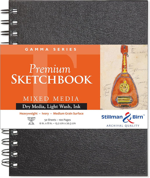 Stillman & Birn Gamma Series Wirebound Sketchbook, 6" x 8", 150 GSM (Heavyweight), Ivory Paper, Medium Grain Surface...