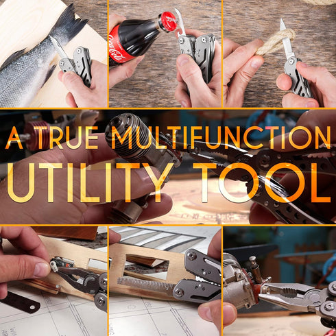 Multitool 24-in-1 with Mini Tools Knife Pliers and 11 Bits - Multi Tool All in One Multi Function Gear for Men Best Multi-tool Kit for Work EDC Ca...