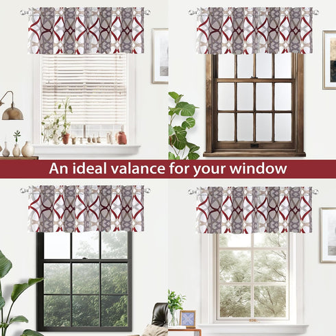 DriftAway Alexander Pattern Match Blackout Valances for Windows 250GSM Geometric Moroccan Mid Century Rod Pocket 52 Inch by 14 Inch Plus 1.75 Inch...