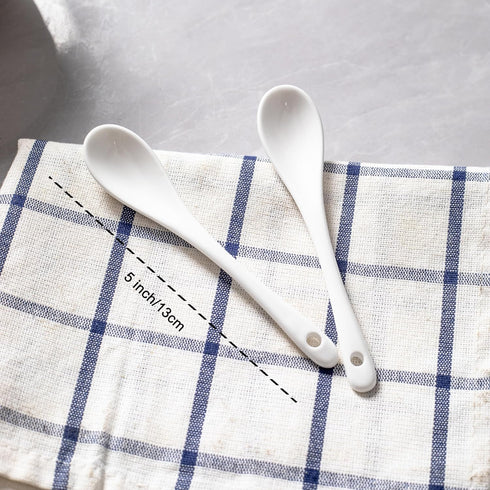 6PCS Porcelain White Coffee Spoons Espresso Spoons Tea Sauce and Desserts Ceramic Spoons...