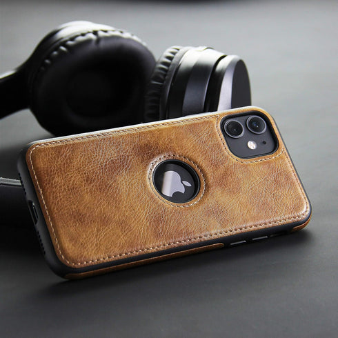 Retro Leather Case for iPhone 11 Anti-Knock Back Cover Soft TPU Business Shell Phone Case (Brown, for iPhone 11)...
