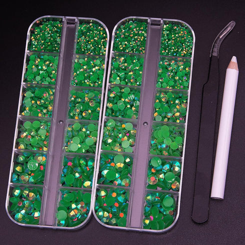 4600Pcs 2-6mm Resin Rhinestones Green AB Jelly Color Rhinestones Flatback Round Beads Pink Nail Gems Crystals for Nail Art Makeup Tumblers Bottles...