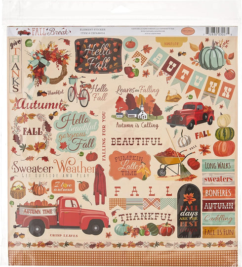 Carta Bella Paper Company Fall Break Collection Paper Kit, Orange/Yellow/Blue/Brown/Tan/Red...