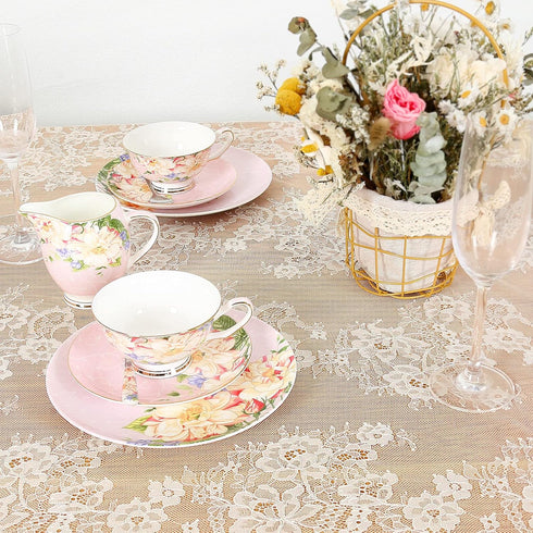 Fanqisi Ivory Lace Tablecloth 60x120 Inches Classic Wedding Lace Tablecloths Overlay Party Table Cover for Bridal Shower Reception Table Decoratio...