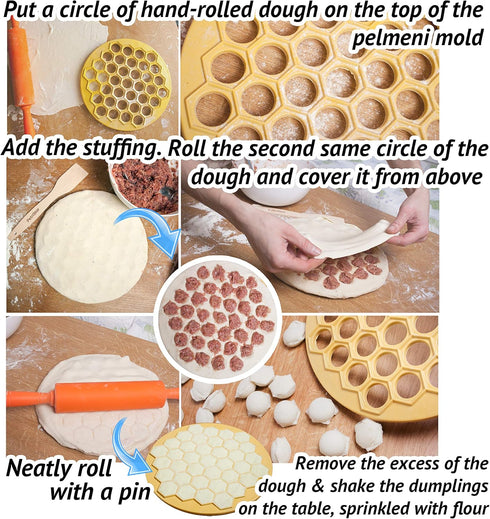 Russian Ravioli Maker Dumplings Mold - Pelmeni Plastic Mold - Siberian Pelmeni Meat - Dumpling Maker Machine - Ravioli Cutter...
