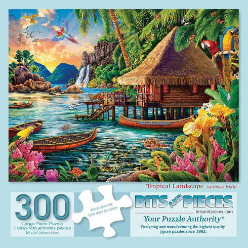 Bits and Pieces - 300 Piece Jigsaw Puzzle for Adults - 18" x 24" - Tropical Landscape - 300 pc Large Piece Island Ocean Jigsaw by Image World...