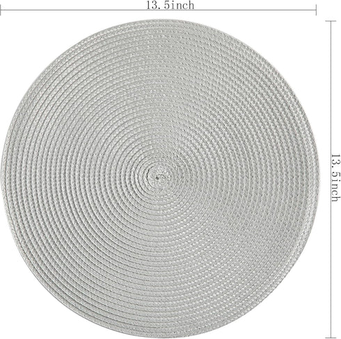 Round Placemats, Crossweave Heat Resistant Classic Woven Round Place Mats Diameter 13.5 inch for Kitchen Table Set of 6 (Light Gray)...