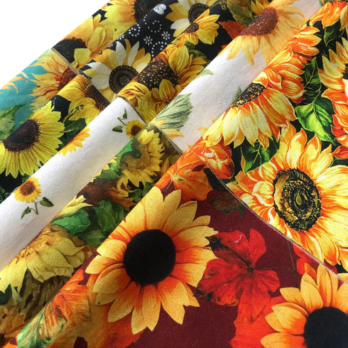 10Pcs 25 x 25cm Sunflower Cotton Fabric Patchwork Printed Patterns Quilting Fabric Sewing Patchwork Precut Fabric for DIY Artcraft...
