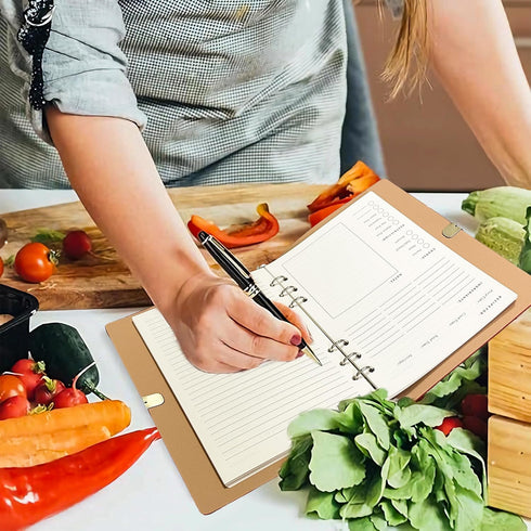 Leather Recipe Book With Index Pages & Templates Made in USA, The Perfect Recipe Note Book To Write In Your Own Recipes - Simplified Blank Cookboo...