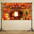 Fall Thanksgiving Decoration Thanksgiving Fireplace Backdrop Autumn Harvest Pumpkin Background Thanksgiving Day Maple Leaf Sunflower Banner For Th...
