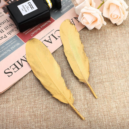 HaiMay 80 Pieces Gold Feathers for Craft Wedding Home Party Decorations, 6-8 Inches Goose Feathers Gold Craft Feather...