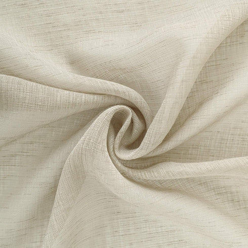 KOUFALL Sheer Curtains 96 Inches Long for Living Room 2 Panel Set,Cream Beige Light Tan Lightweight Thin Linen Look Rod Pocket Boho Neutral Curtai...