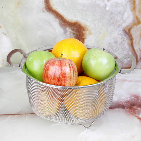 U.S. Kitchen Supply Stainless Steel Colander Strainer Basket - 3-Quart Colander with Resting Feet & Handles - Wide Rim Sieve, Stainless Steel Stra...