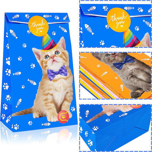 Cat Gift Bags Kitten Paper Goodie Candy Treat Bags for Kids Birthday Pet Adoption Cat Theme Party Decoration Supplies Favors Kitten Themed Goodie ...