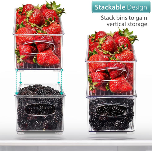 Sorbus Stackable Refrigerator Organizer Bins - Clear Storage Bins for Kitchen Pantry, Freezer & Fridge Organization - Food Organizing Plastic Cont...
