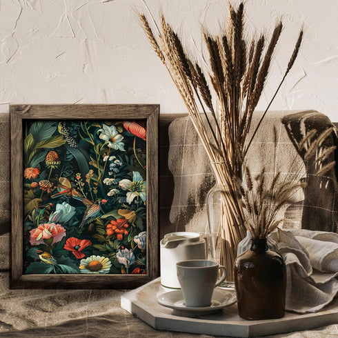 Posterizer 1 pcs-wild nature scene with birds and flowers-Floral & Botanical Art-Abstract & Modern Art-Decor for Home & Office- UNFRAMED Wall Art...