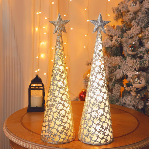 Juegoal Lighted Christmas Table Decorations with Star and 10 LED Lights Battery Operated, Indoor Xmas Thanksgiving Holiday Wedding Party Tabletop ...