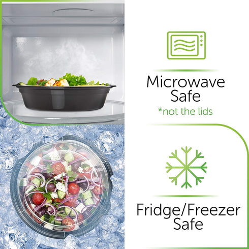 PrepNaturals Reusable Plastic Containers with Lids, 10 Pack, Black, Meal Prep Bowls, Lunch Containers, BPA, PVC and Phthalate Free, Microwave and ...