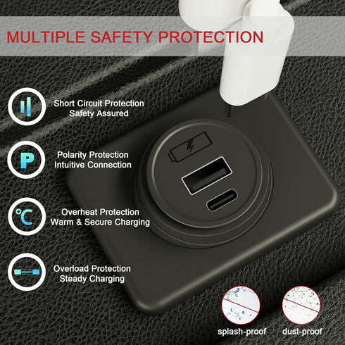 12 Volt USB Outlet Power Socket, DAMAVO YM1288 Cigarette Lighter Socket Car Charger USB Port for Car, Bus, RV, Boat, Automotive Marine ATV Truck G...