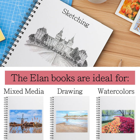 Elan Sketch Book A5, 80 Sheets Italian 120gsm Paper, A5 Sketchbook Spiral Bound Made for Artists, A5 Art Book, Sketching Pad A5, Lightweight Drawi...