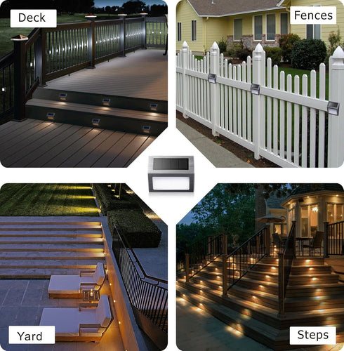 Solar Lights for Steps Decks Pathway Yard Stairs Fences, LED lamp, Outdoor Waterproof, Warm Light, 2 Pack...